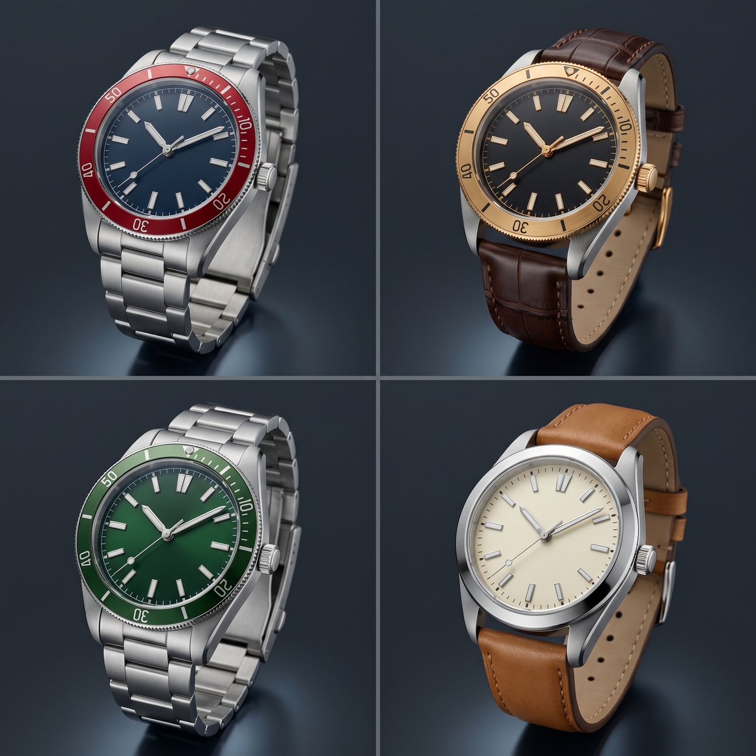One watch design generated in four colourways with AI